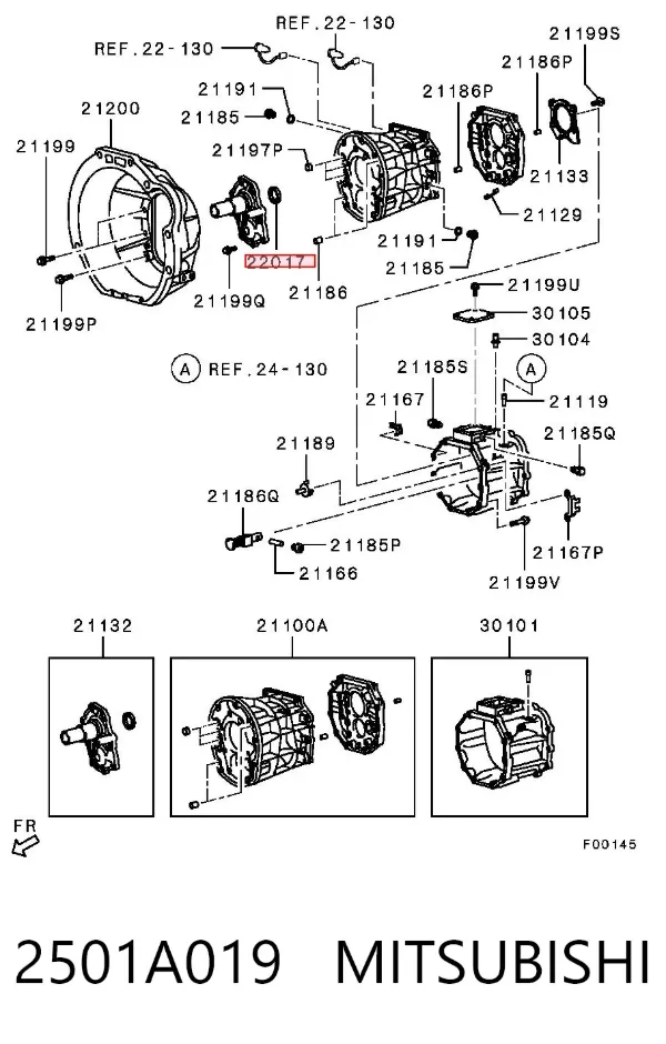 Vedação da Caixa Automática de Mudança (de árvore de saída/primária) 2501A019 Mitsubishi