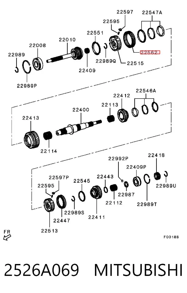 Acoplamento de sincronizador, abraçadeira externa de 3ª/4ª velocidade 2526A069 Mitsubishi