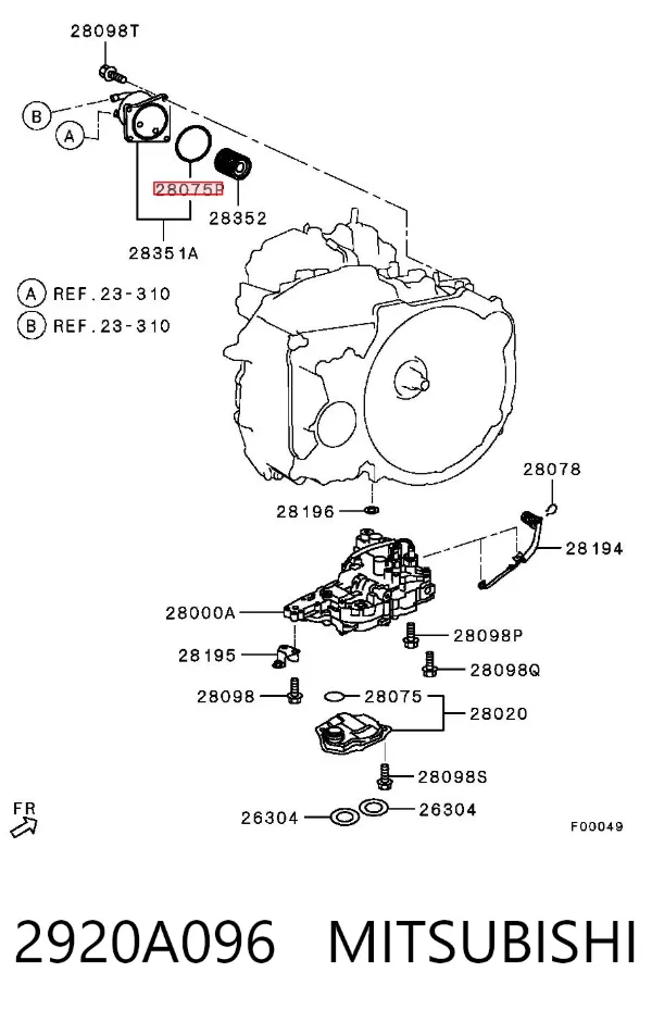 Vedante anular de filtro da Caixa Automática de Mudança 2920A096 Mitsubishi