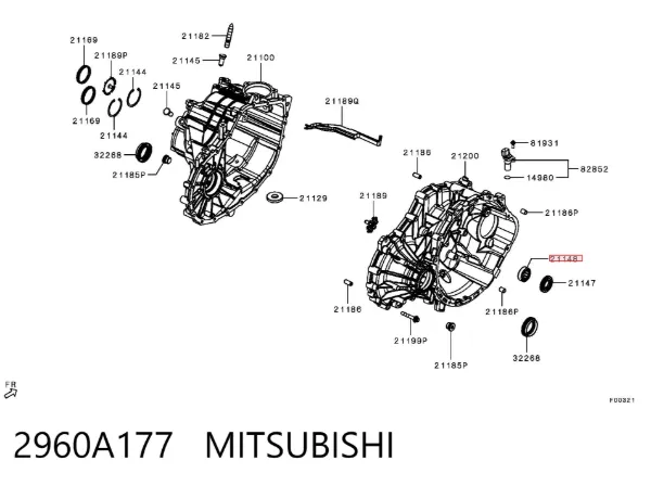 Rolamento da árvore primária da Caixa de Mudança 2960A177 Mitsubishi