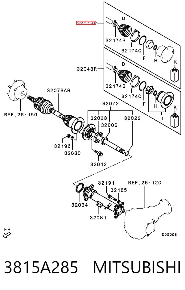 Bota de proteção interna de junta homocinética do semieixo dianteiro 3815A285 Mitsubishi