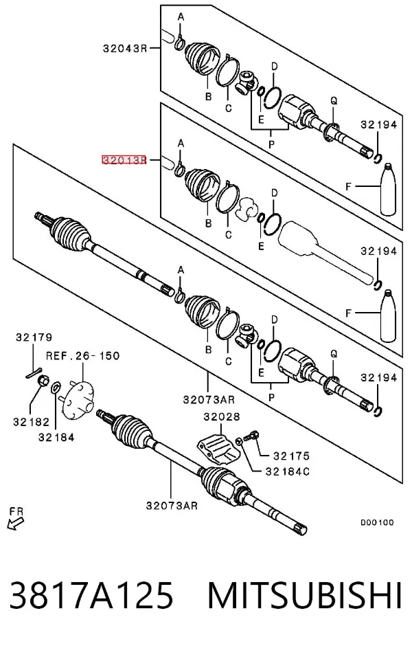 Bota de proteção interna esquerda de junta homocinética do semieixo dianteiro 3817A125 Mitsubishi