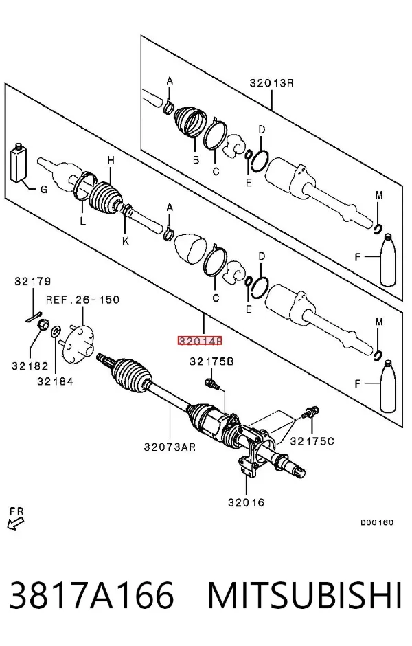 Bota de proteção externa de junta homocinética do semieixo dianteiro 3817A166 Mitsubishi