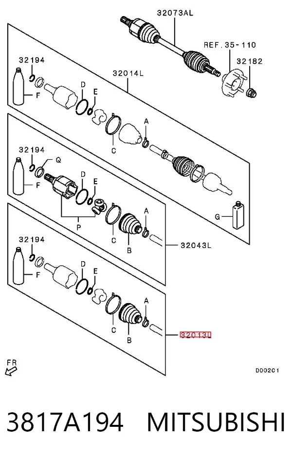 Bota de proteção interna de junta homocinética do semieixo dianteiro 3817A194 Mitsubishi