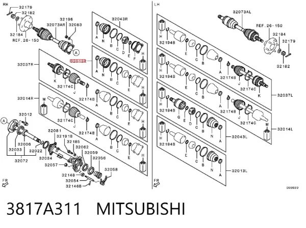 Bota de proteção interna de junta homocinética do semieixo dianteiro 3817A311 Mitsubishi