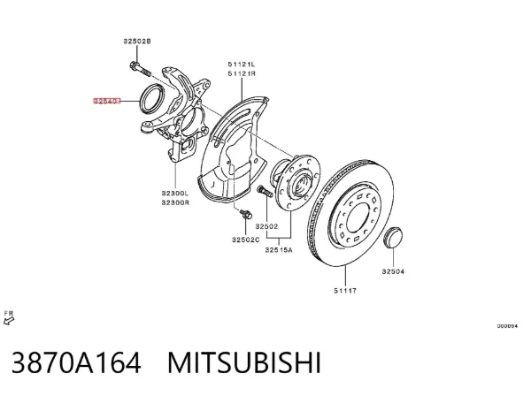 Bucim de cubo dianteiro 3870A164 Mitsubishi