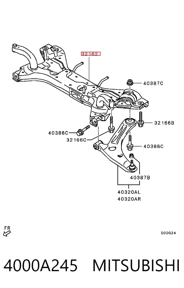 Viga de suspensão dianteira (plataforma veicular) Mitsubishi Colt VI