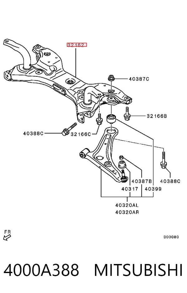 Viga de suspensão dianteira (plataforma veicular) 4000A388 Mitsubishi