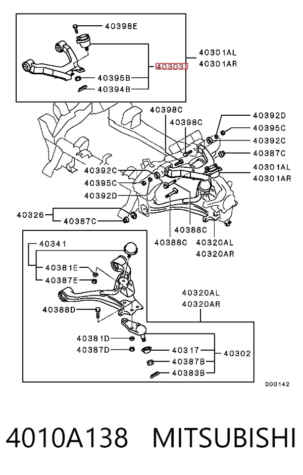 Suporte de esfera superior 4010A138 Mitsubishi