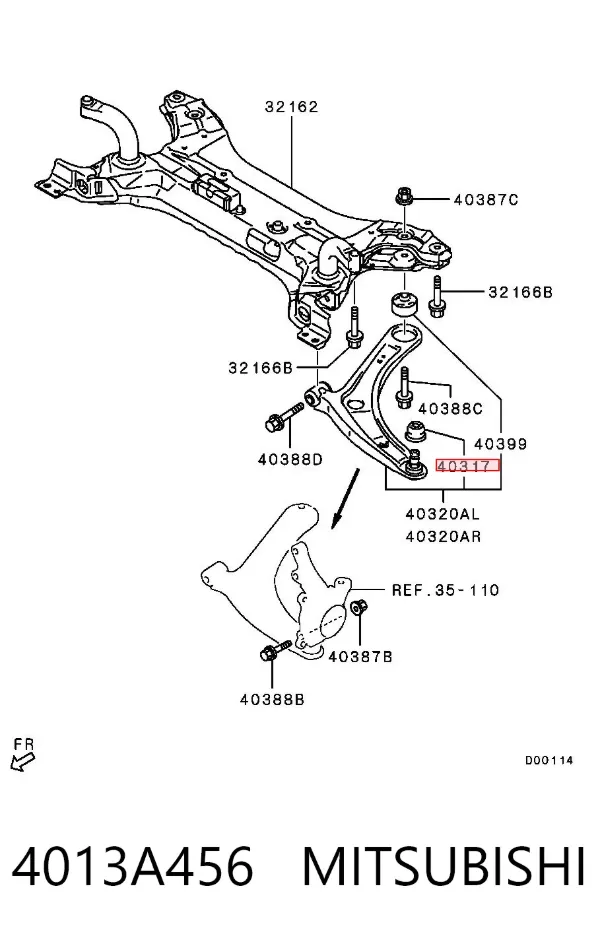Bota de proteção de suporte esférico inferior 4013A456 Mitsubishi
