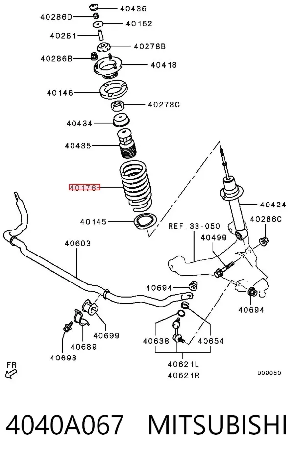 Mola dianteira 4040A067 Mitsubishi