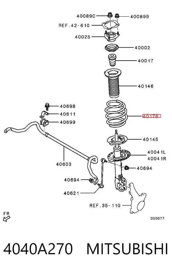 Mola dianteira 4040A270 Mitsubishi