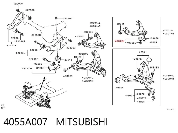 Grade de proteção da suspensão de lâminas traseira 4055A007 Mitsubishi