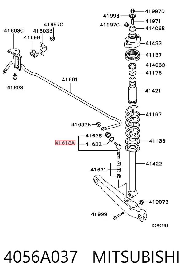 Montante de estabilizador traseiro 4056A037 Mitsubishi