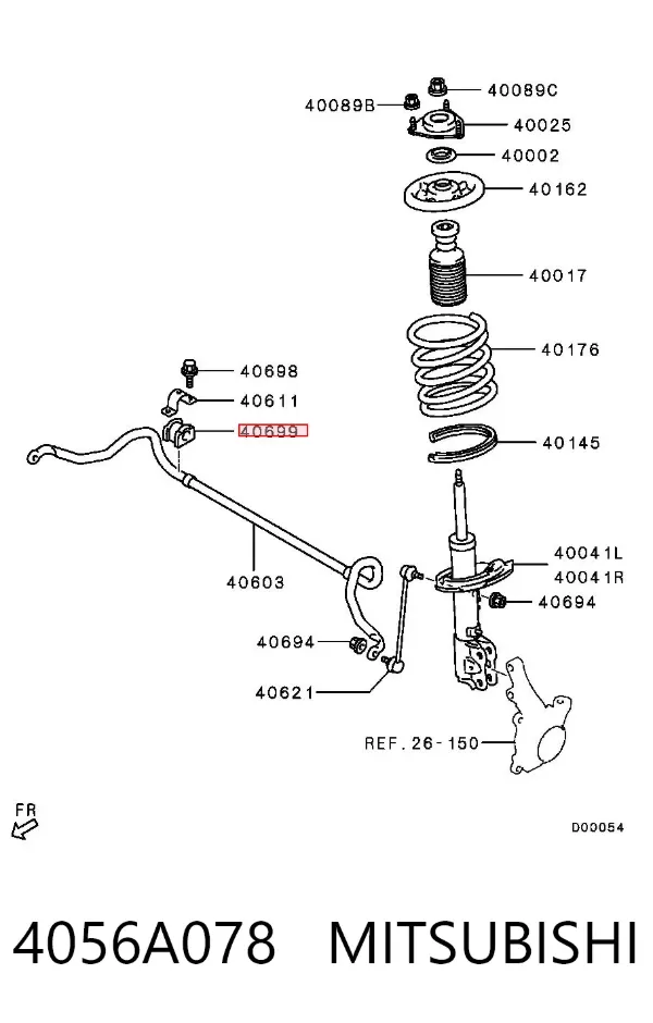 Bucha de suporte dianteiro de estabilizador 4056A078 Mitsubishi