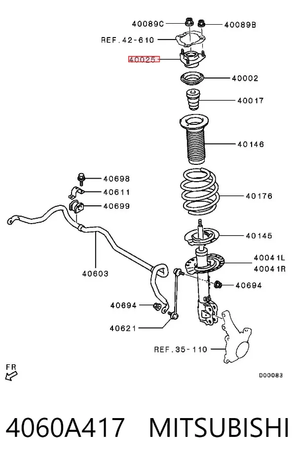 Suporte de amortecedor dianteiro 4060A417 Mitsubishi