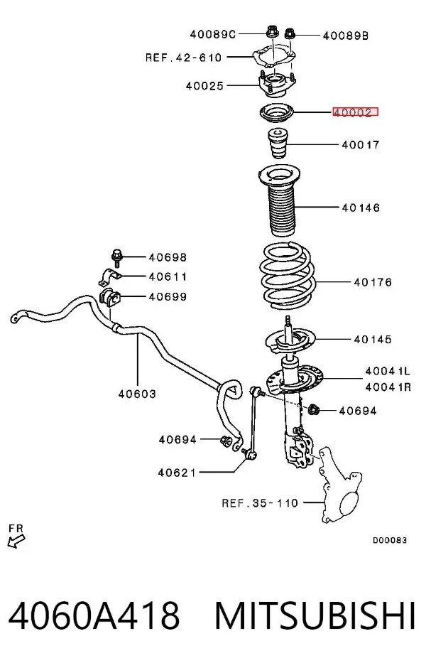 Rolamento de suporte do amortecedor dianteiro 4060A418 Mitsubishi