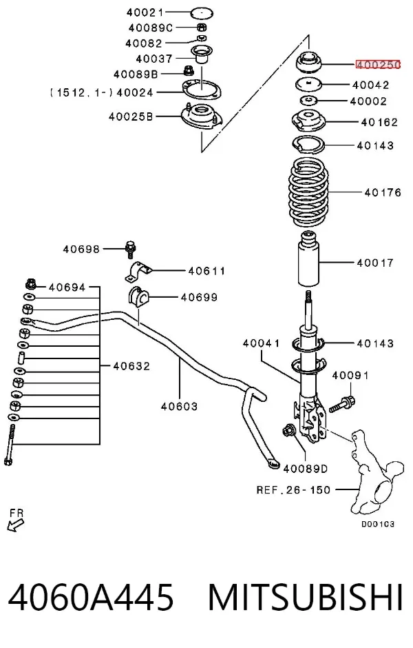 Suporte de amortecedor dianteiro 4060A445 Mitsubishi