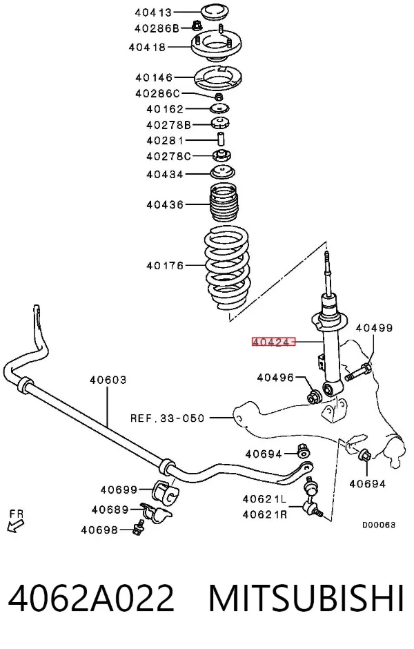 Amortecedor dianteiro 4062A022 Mitsubishi