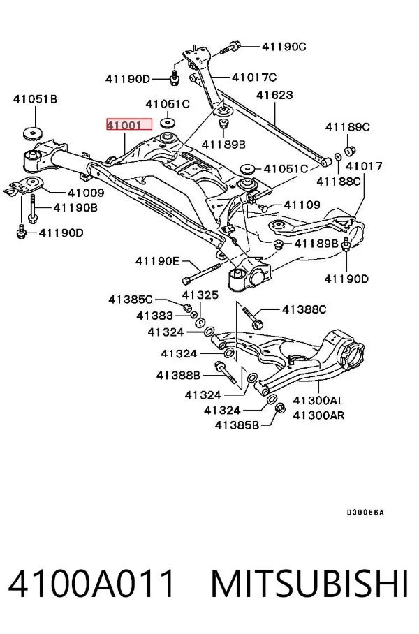 Viga de suspensão traseira (plataforma veicular) 4100A011 Mitsubishi