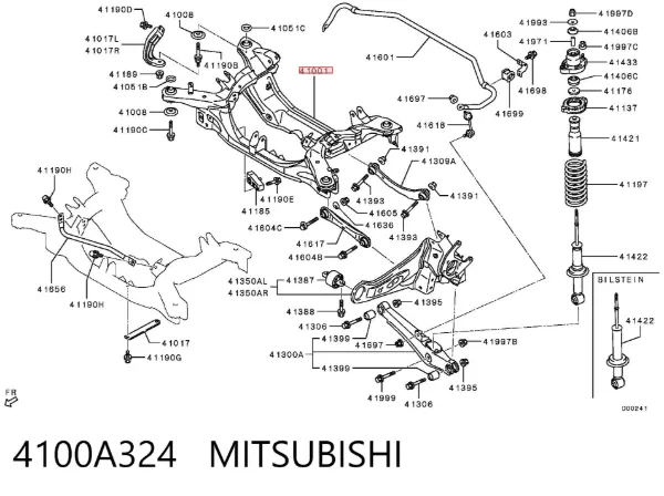 Viga de suspensão traseira (plataforma veicular) 4100A324 Mitsubishi