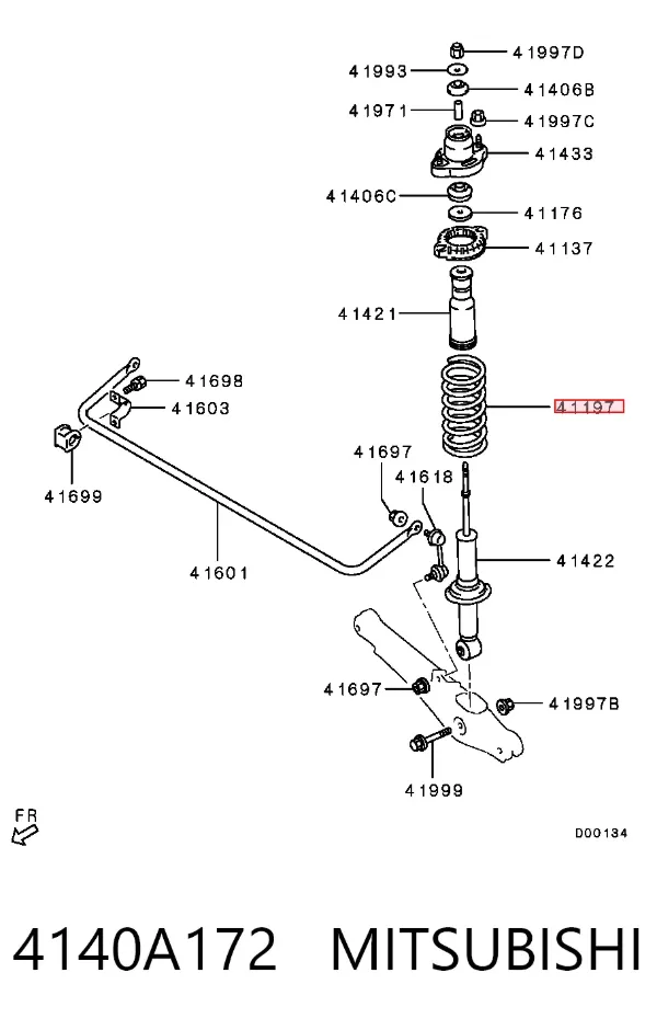 Mola traseira 4140A172 Mitsubishi