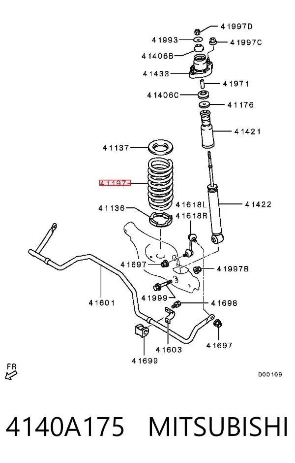 Mola traseira 4140A175 Mitsubishi