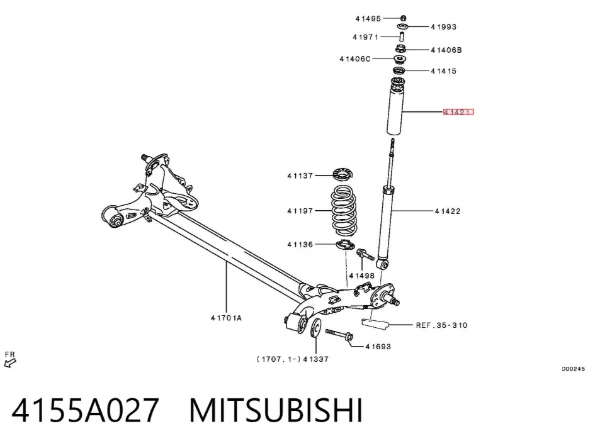 Pára-choque (grade de proteção) de amortecedor traseiro 4155A027 Mitsubishi