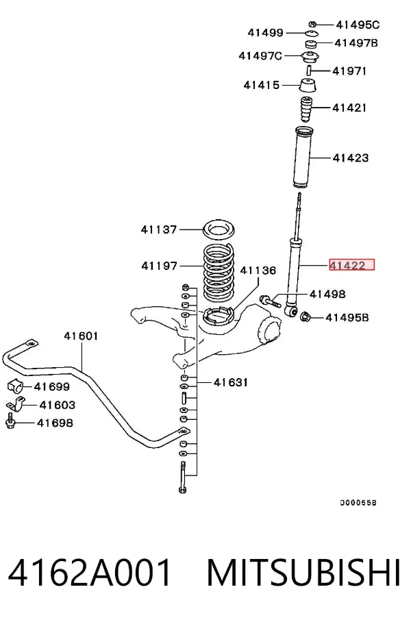 Amortecedor traseiro 4162A001 Mitsubishi
