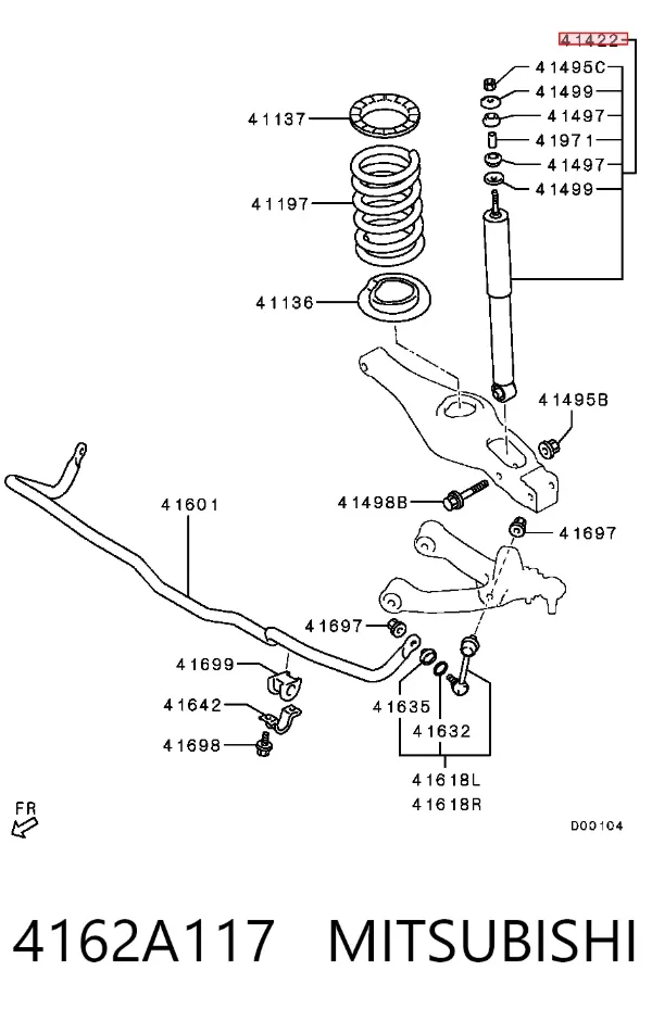 Amortecedor traseiro 4162A117 Mitsubishi