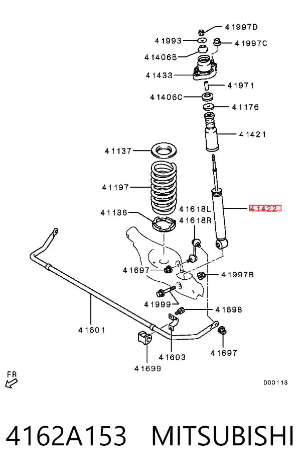 Amortecedor traseiro 4162A153 Mitsubishi