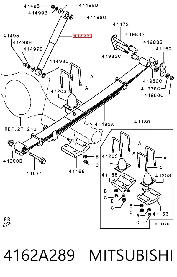 Amortecedor traseiro 4162A289 Mitsubishi