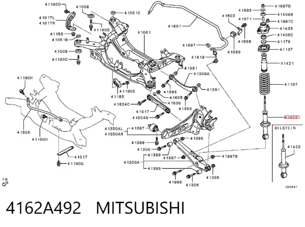 Amortecedor traseiro 4162A492 Mitsubishi