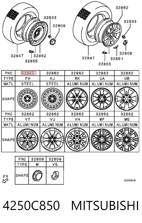 Discos de roda de aço (estampados) 4250C850 Mitsubishi