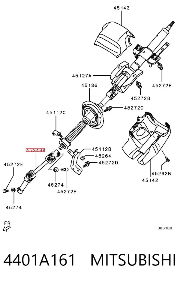 Veio da coluna de direção inferior 4401A161 Mitsubishi