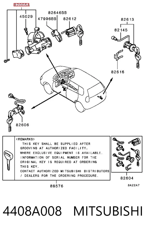 Fecho de ignição 4408A008 Mitsubishi