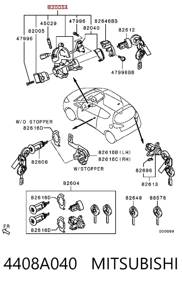 Fecho de ignição 4408A040 Mitsubishi