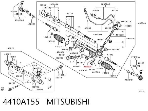 Cremalheira da direção 4410A155 Mitsubishi
