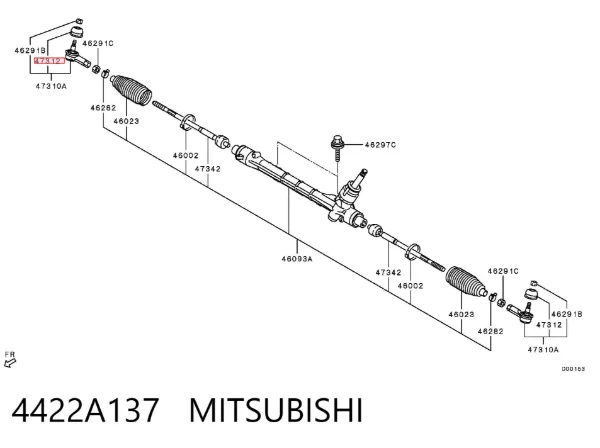 Bota de proteção da ponta de direção 4422A137 Mitsubishi
