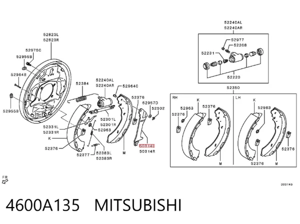 Kit de reparação do freio de estacionamento 4600A135 Mitsubishi