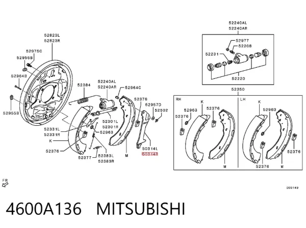 Kit de reparação do freio de estacionamento 4600A136 Mitsubishi