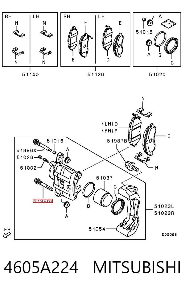 Guia superior de suporte traseiro 4605A224 Mitsubishi