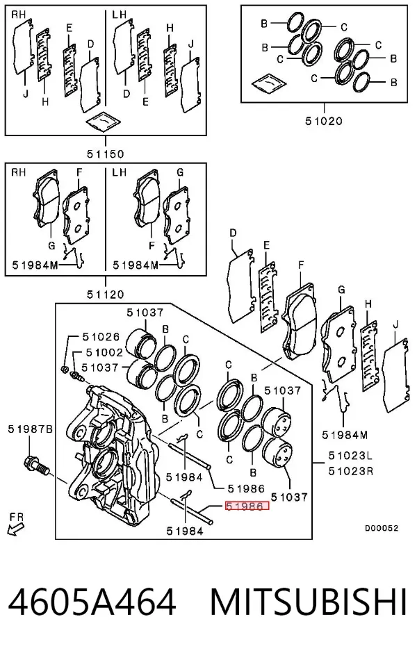 Guia de suporte dianteiro 4605A464 Mitsubishi