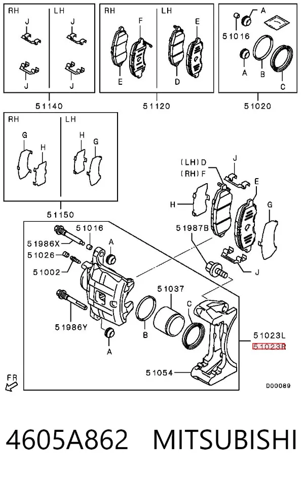 Suporte do freio dianteiro direito 4605A862 Mitsubishi