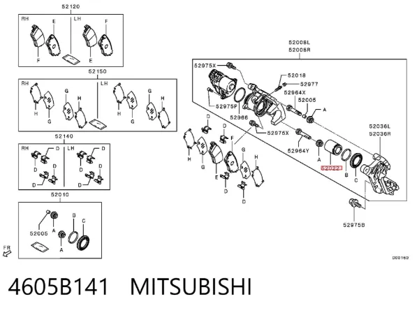 Pistão de suporte do freio traseiro 4605B141 Mitsubishi