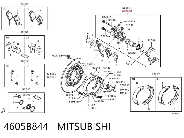 Suporte do freio traseiro direito 4605B844 Mitsubishi