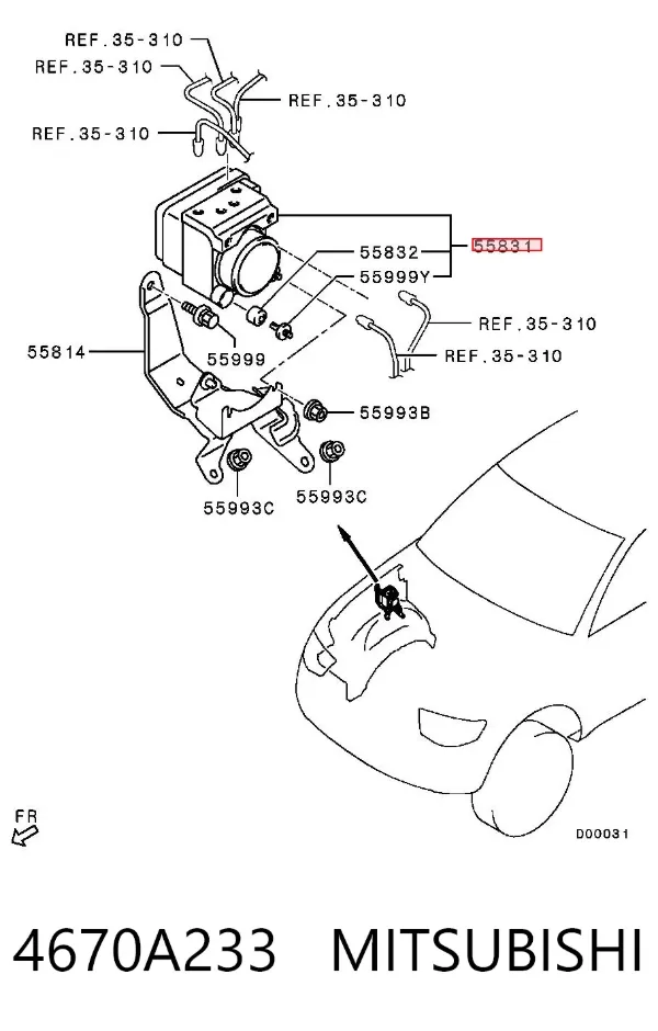 Unidade hidráulico de controlo ABS 4670A233 Mitsubishi