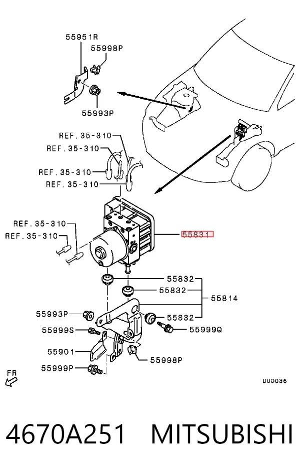Unidade hidráulico de controlo ABS 4670A251 Mitsubishi