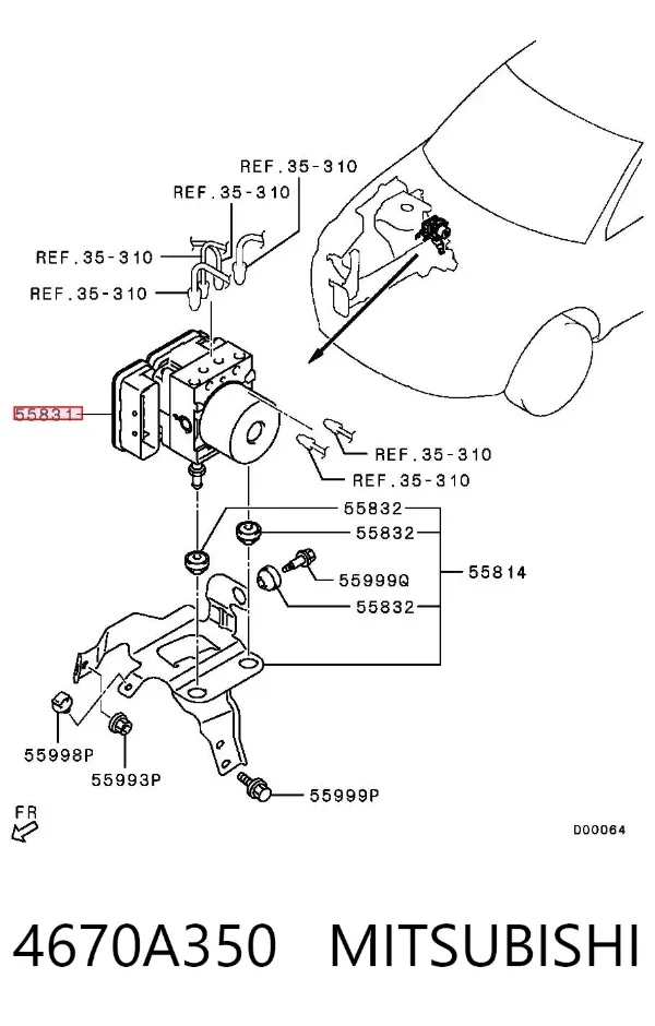 Unidade hidráulico de controlo ABS 4670A350 Mitsubishi