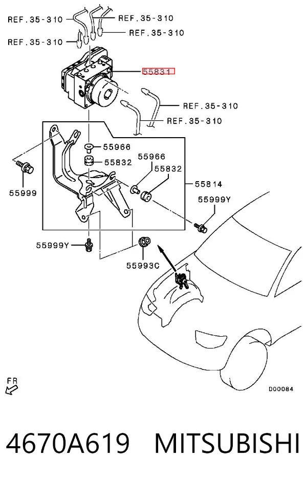 Unidade hidráulico de controlo ABS 4670A619 Mitsubishi